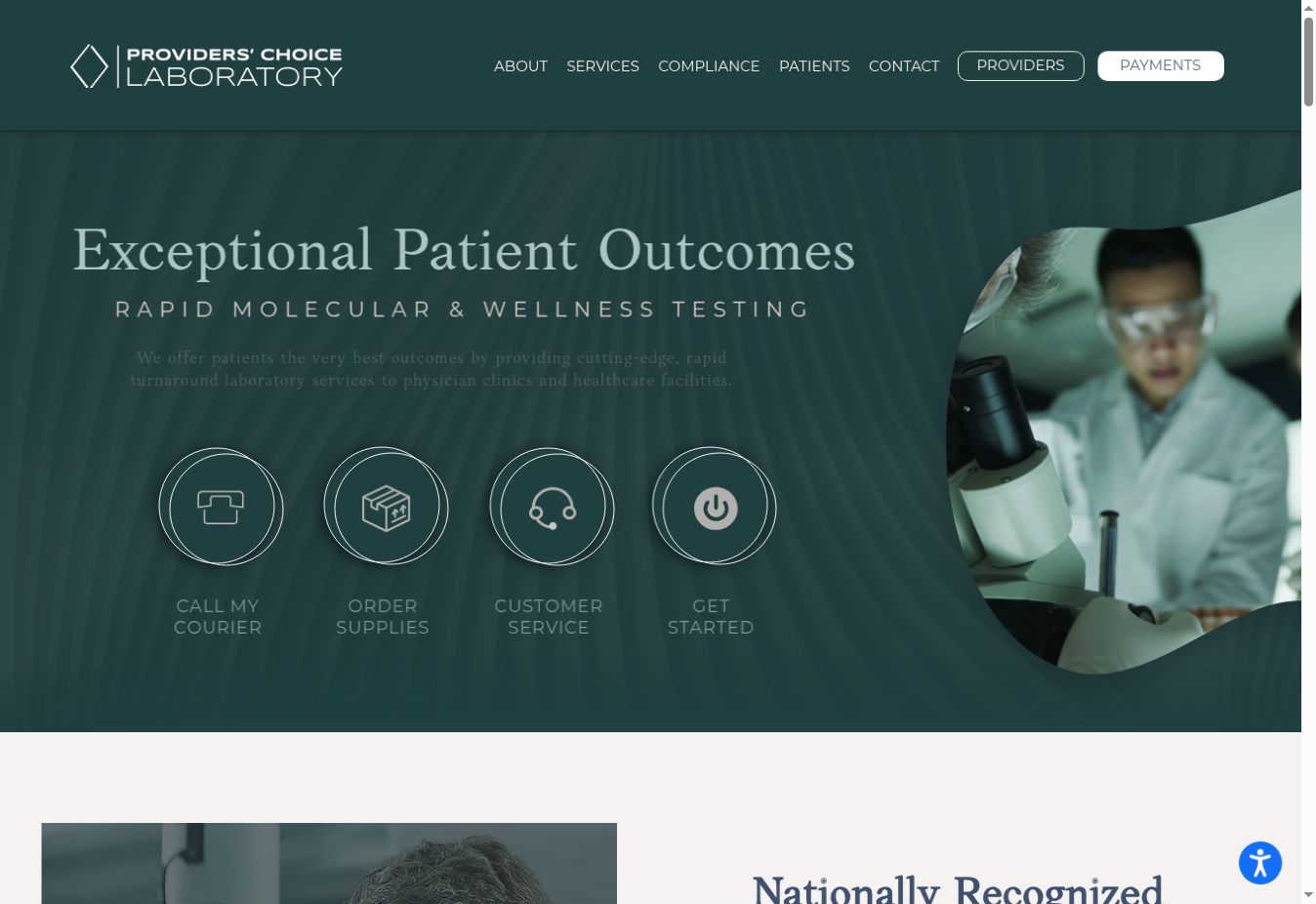 Providers’ Choice Laboratory homepage design